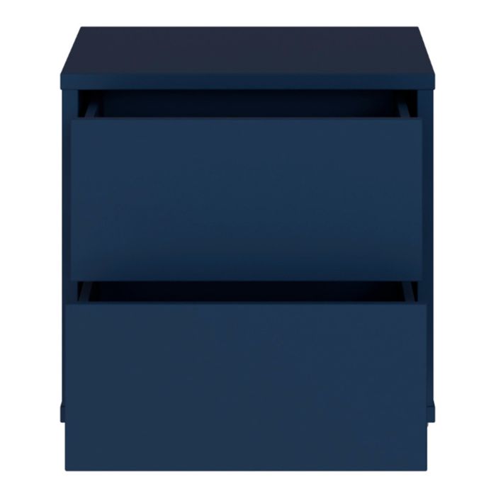 Alice Springs Low Bedside Cabinet with 2 Drawers Push-to-Open in Night Blue