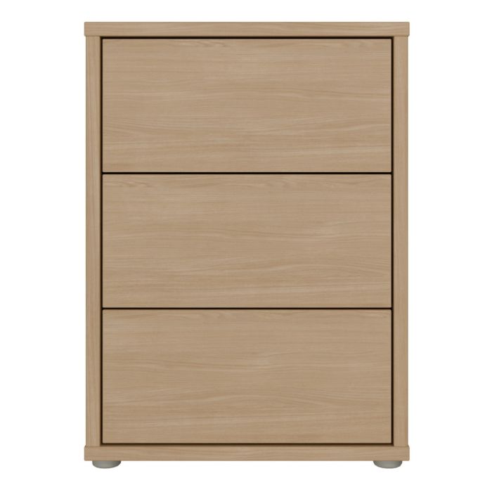 Alice Springs Bedside Cabinet with 3 Drawers Push-to-Open in Elegancia Oak