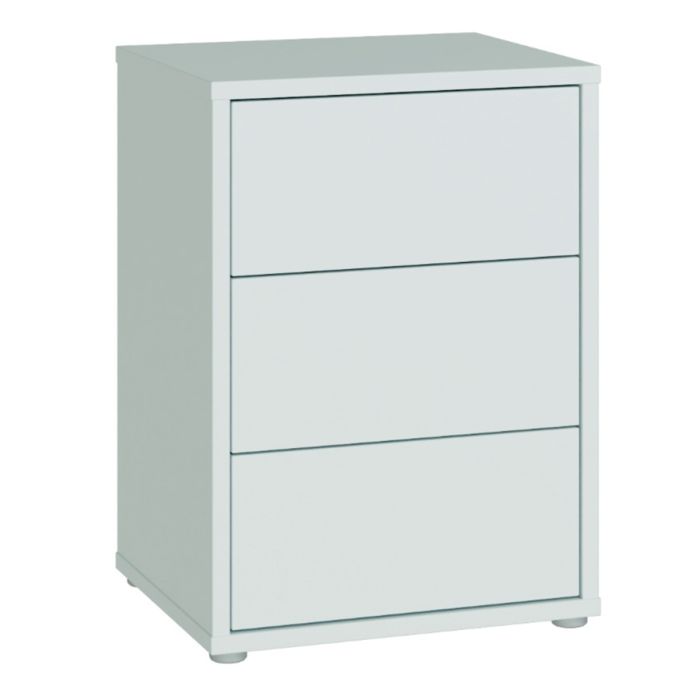 Alice Springs Bedside Cabinet with 3 Drawers Push-to-Open in Light Grey