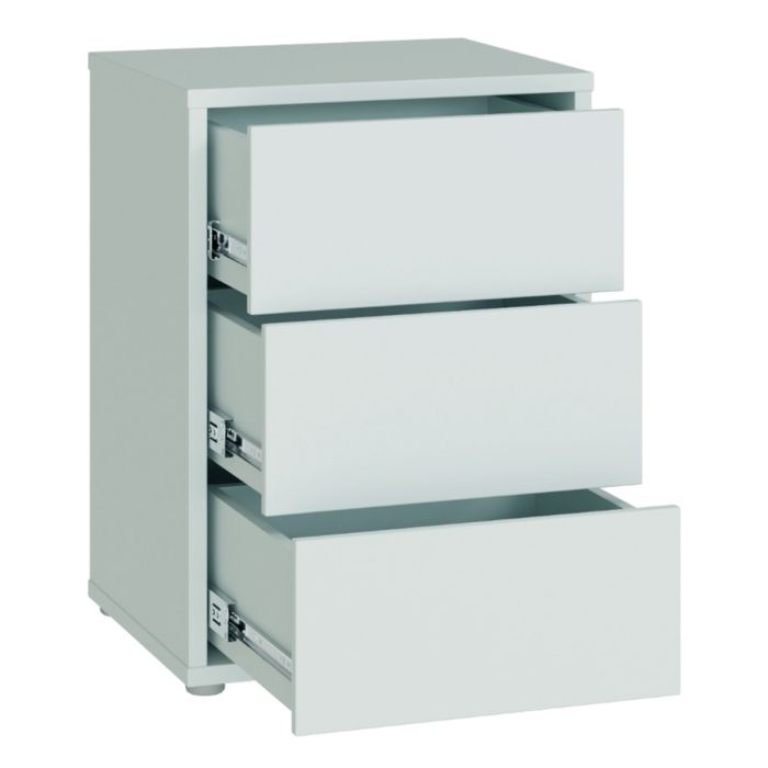 Alice Springs Bedside Cabinet with 3 Drawers Push-to-Open in Light Grey