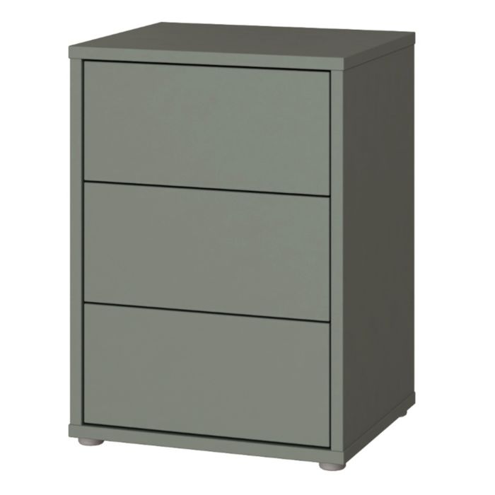 Alice Springs Bedside Cabinet with 3 Drawers Push-to-Open in Sage Green