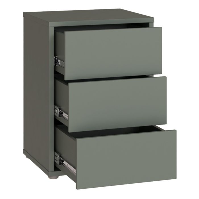 Alice Springs Bedside Cabinet with 3 Drawers Push-to-Open in Sage Green