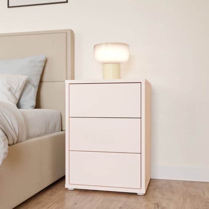 Alice Springs Bedside Cabinet with 3 Drawers Push-to-Open in Sand