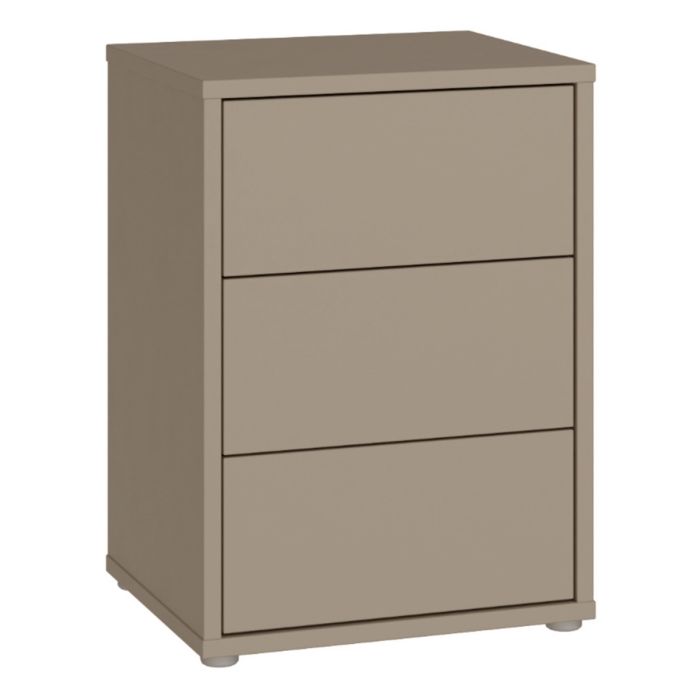 Alice Springs Bedside Cabinet with 3 Drawers Push-to-Open in Taupe