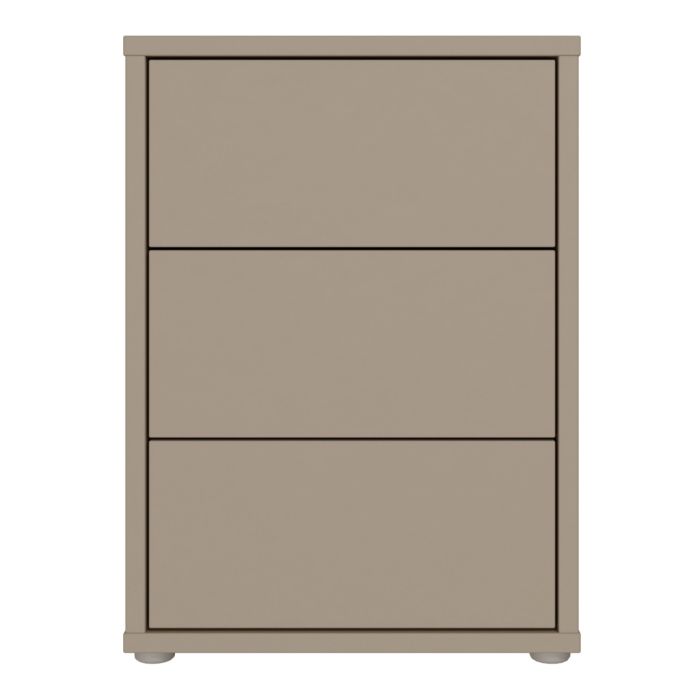 Alice Springs Bedside Cabinet with 3 Drawers Push-to-Open in Taupe