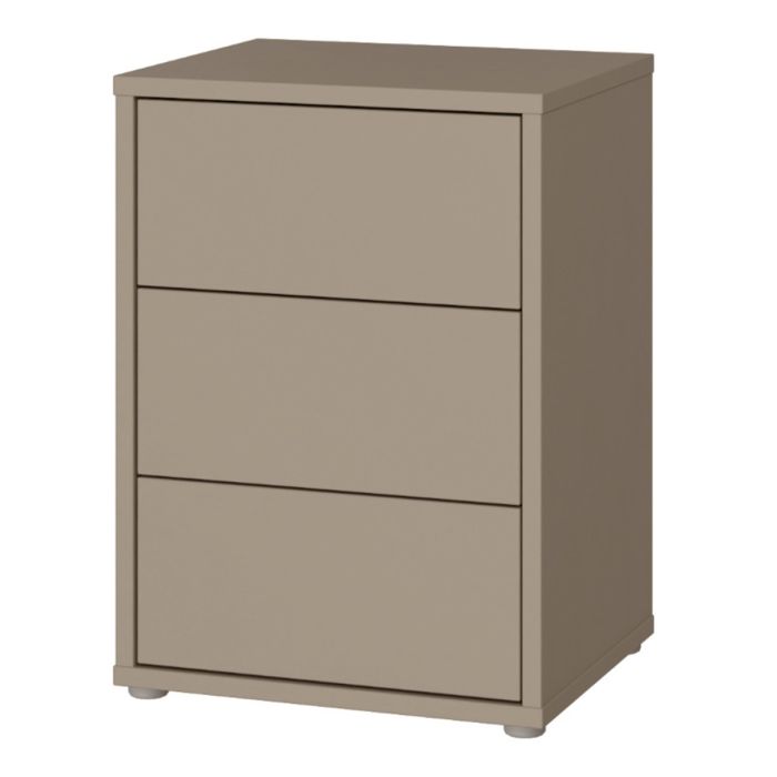 Alice Springs Bedside Cabinet with 3 Drawers Push-to-Open in Taupe