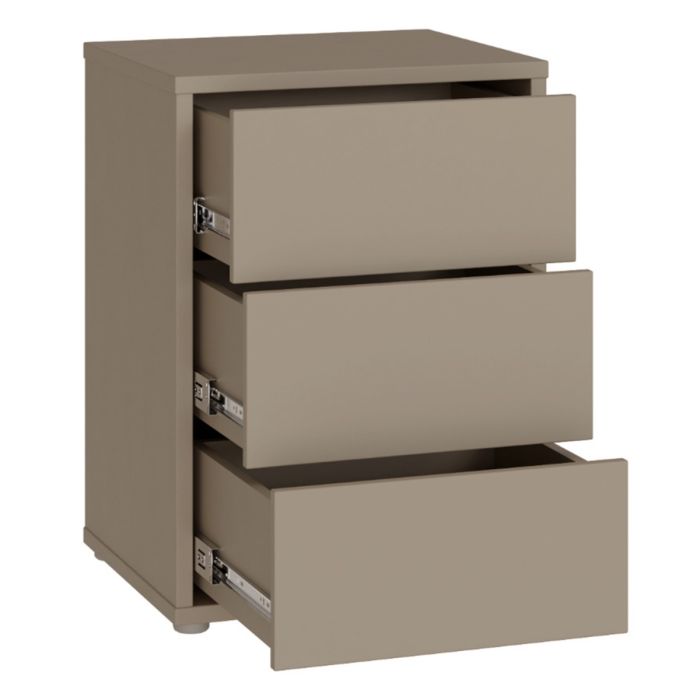 Alice Springs Bedside Cabinet with 3 Drawers Push-to-Open in Taupe