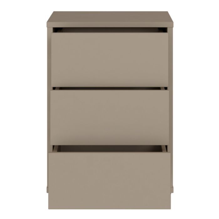 Alice Springs Bedside Cabinet with 3 Drawers Push-to-Open in Taupe