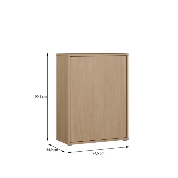 Alice Springs Shoe Cabinet with 2 Doors Push-to-Open in Elegancia Oak