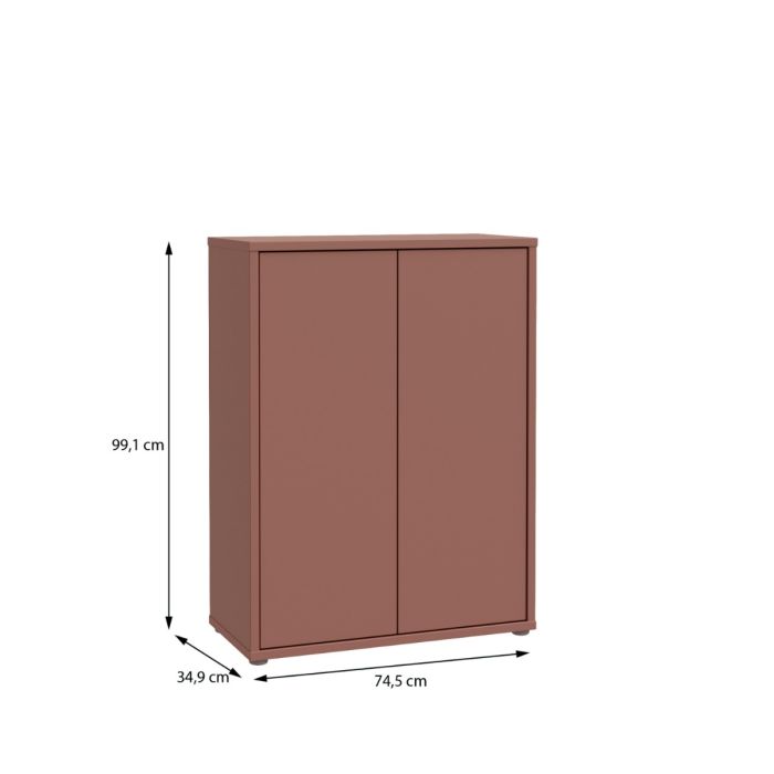 Alice Springs Shoe Cabinet with 2 Doors Push-to-Open in Terracotta