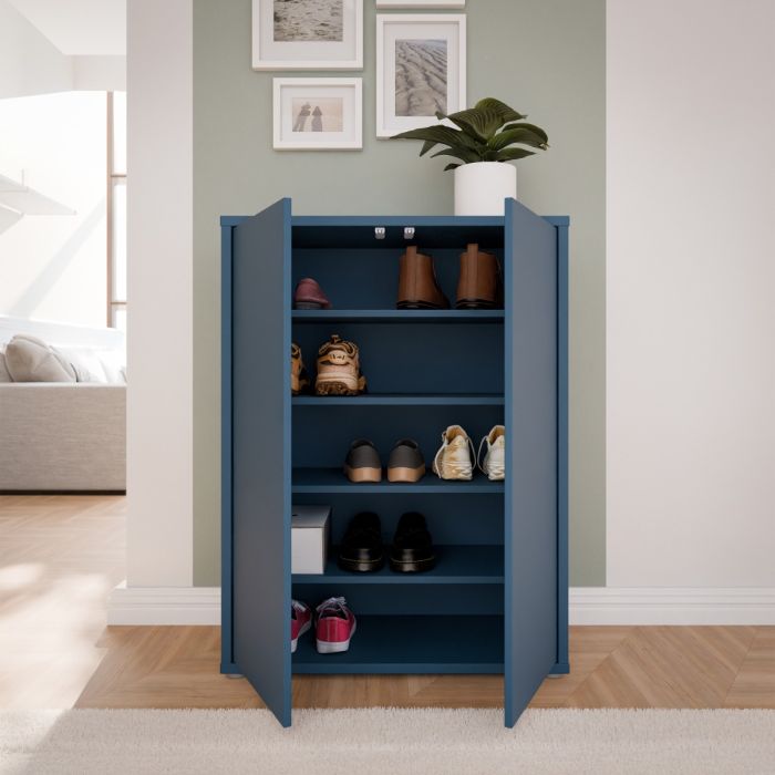 Alice Springs Shoe Cabinet with 2 Doors Push-to-Open in Night Blue
