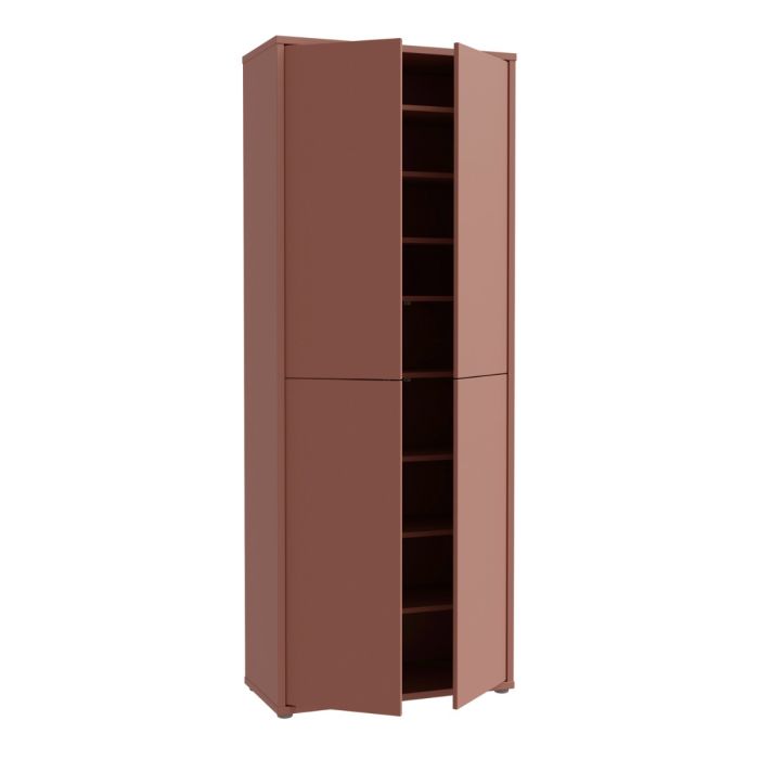 Alice Springs Tall Shoe Cabinet with 4 Doors Push-to-Open in Terracotta