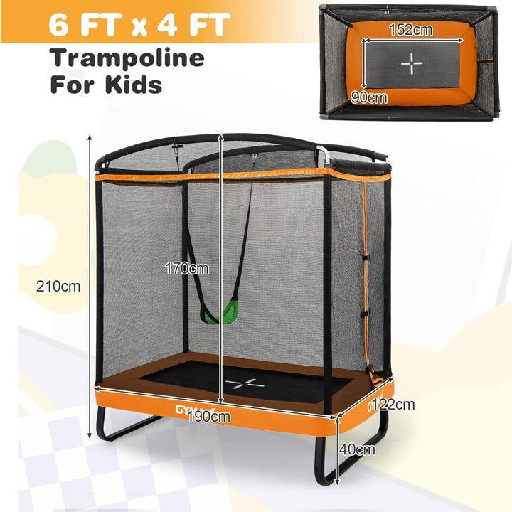 6 Feet Kids Trampoline with Swing and Enclosure Safety Net