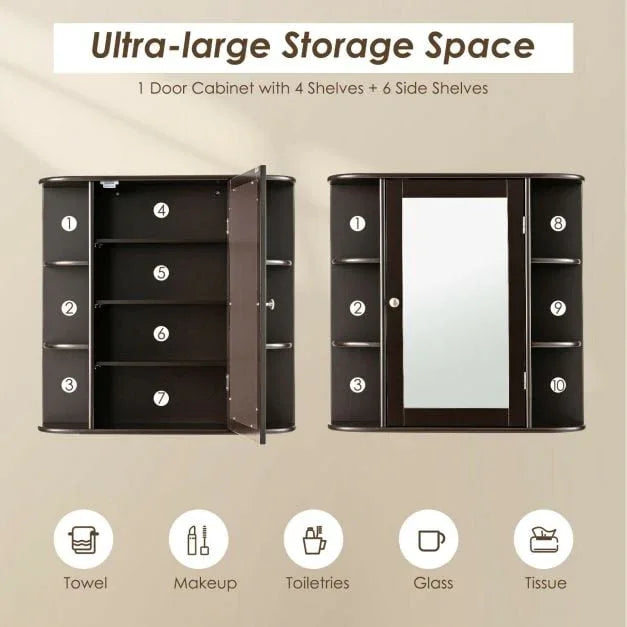 3-Tier Mirrored Wall Mounted Bathroom Cabinet - TidySpaces