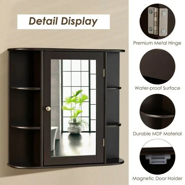 3-Tier Mirrored Wall Mounted Bathroom Cabinet - TidySpaces