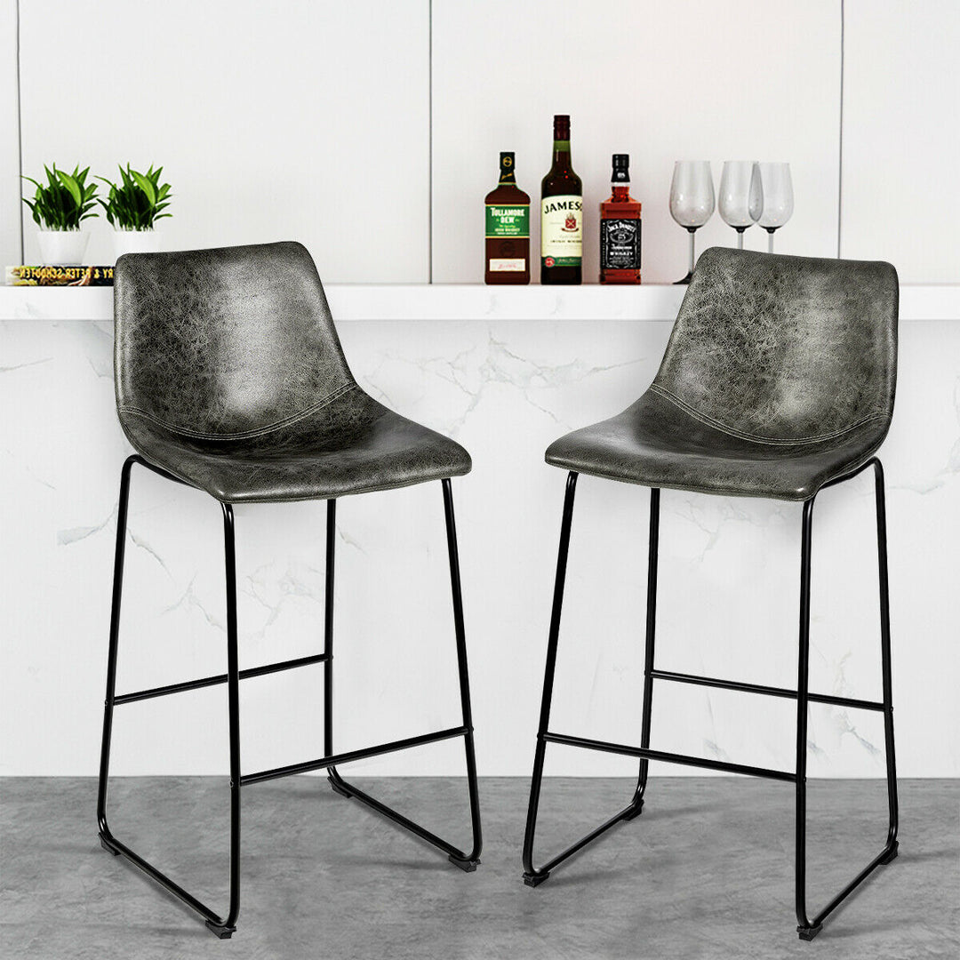 Set of 2 Vintage Faux Suede Bar Stools - TidySpaces