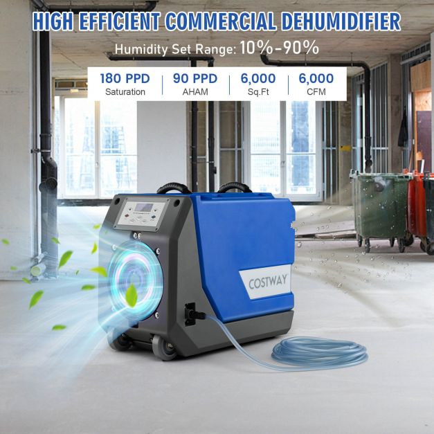 85L/Day Commercial Dehumidifier with Pump and 24H Timer-Blue - TidySpaces
