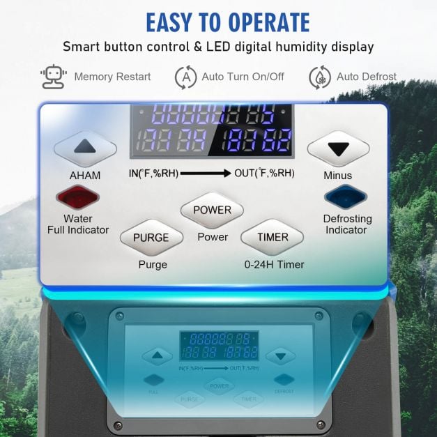 85L/Day Commercial Dehumidifier with Pump and 24H Timer-Blue - TidySpaces