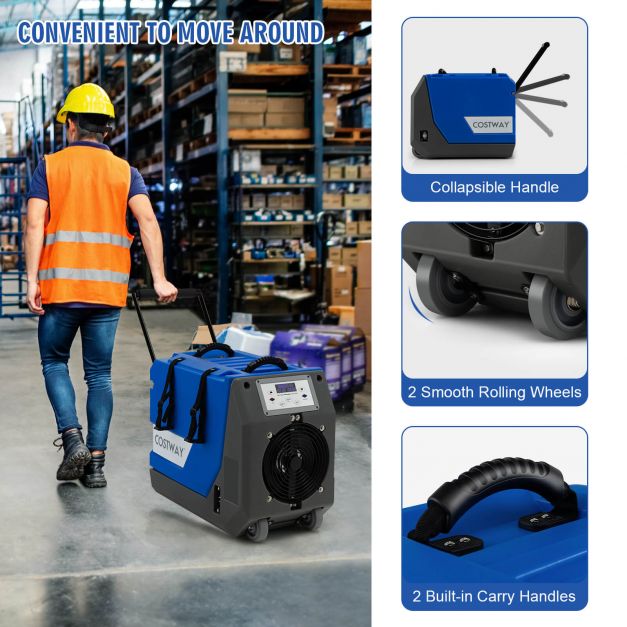 85L/Day Commercial Dehumidifier with Pump and 24H Timer-Blue - TidySpaces