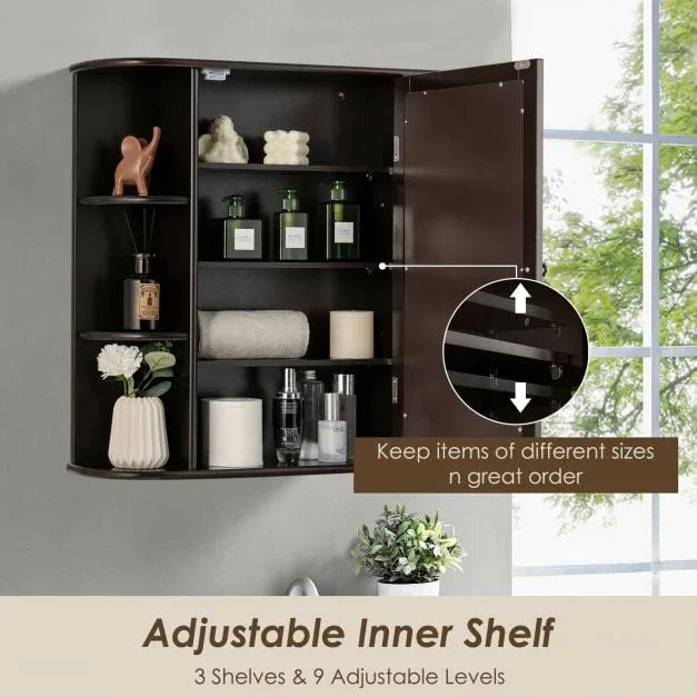 3-Tier Mirrored Wall Mounted Bathroom Cabinet - TidySpaces