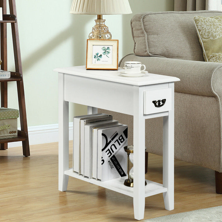 2 Tier Bedside Table with Drawer and Storage Shelf - TidySpaces