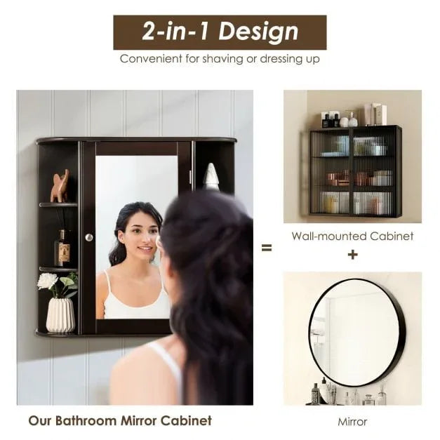 3-Tier Mirrored Wall Mounted Bathroom Cabinet - TidySpaces