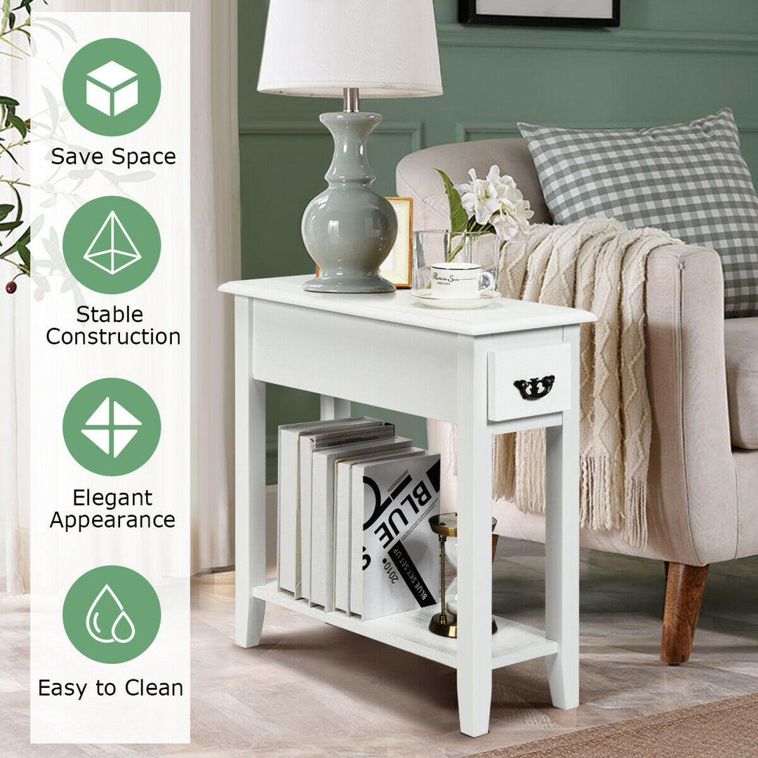 2 Tier Bedside Table with Drawer and Storage Shelf - TidySpaces