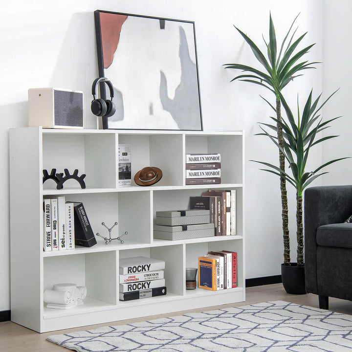 3-Tier Open Bookcase 8 Cube Floor Standing Storage Shelves Display Cabinet - TidySpaces