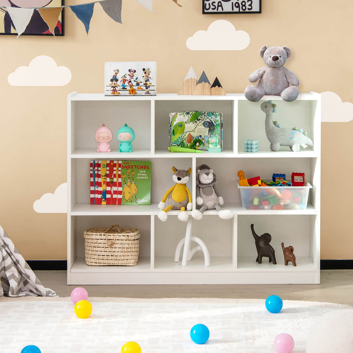 3-Tier Open Bookcase 8 Cube Floor Standing Storage Shelves Display Cabinet - TidySpaces