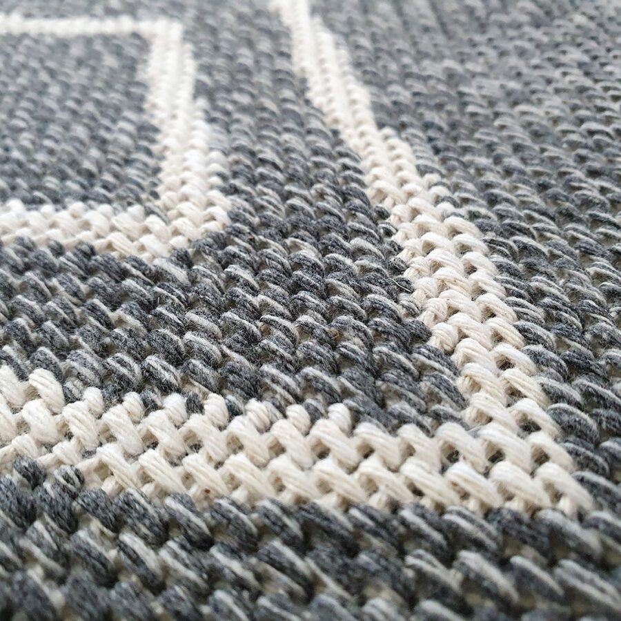 Cotton Rug Runner Grey Diamond