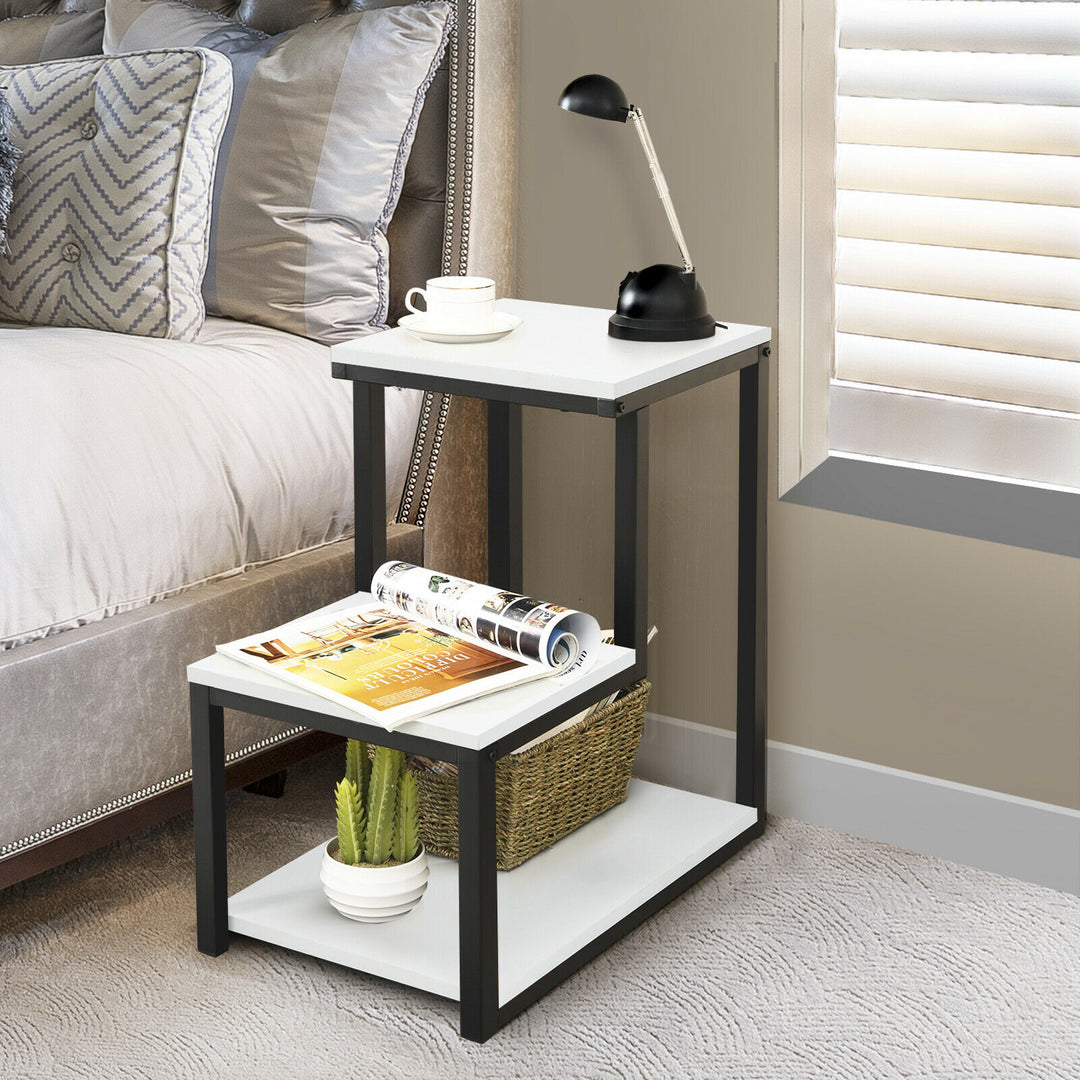 Industrial Styled End Table with 3 Shelves - TidySpaces