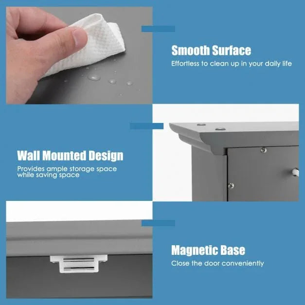 Wall Mounted Bathroom Storage Cabinet with Adjustable Shelf - TidySpaces