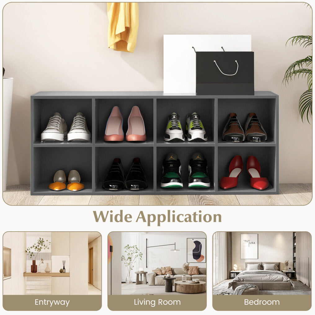 8 Grid Shoe Bench 2 in 1 Shoe Organizer with 8 Storage Cubbies
