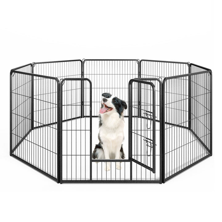 8 Panel 60cm/80cm Height Pen Fence with Lock and Large Door