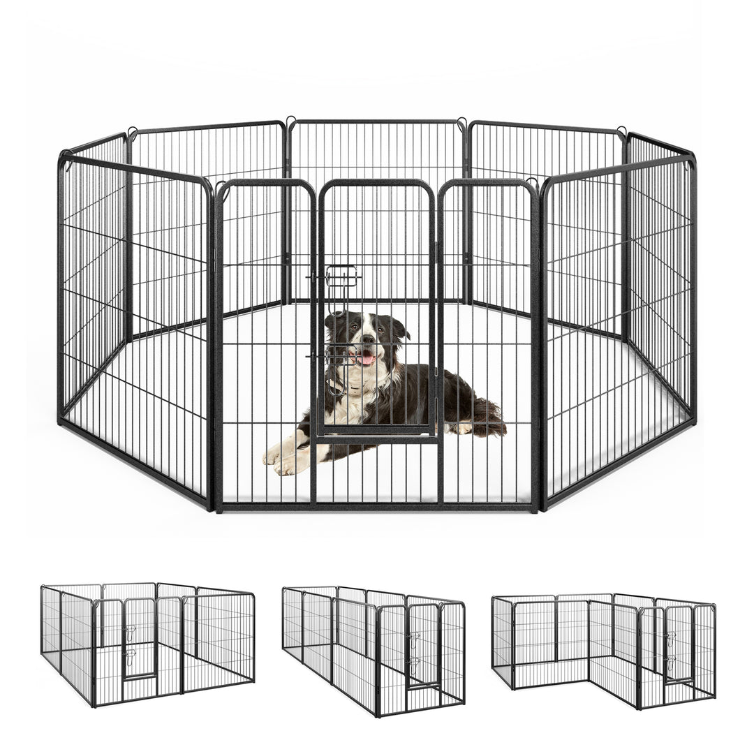 8 Panel 60cm/80cm Height Pen Fence with Lock and Large Door