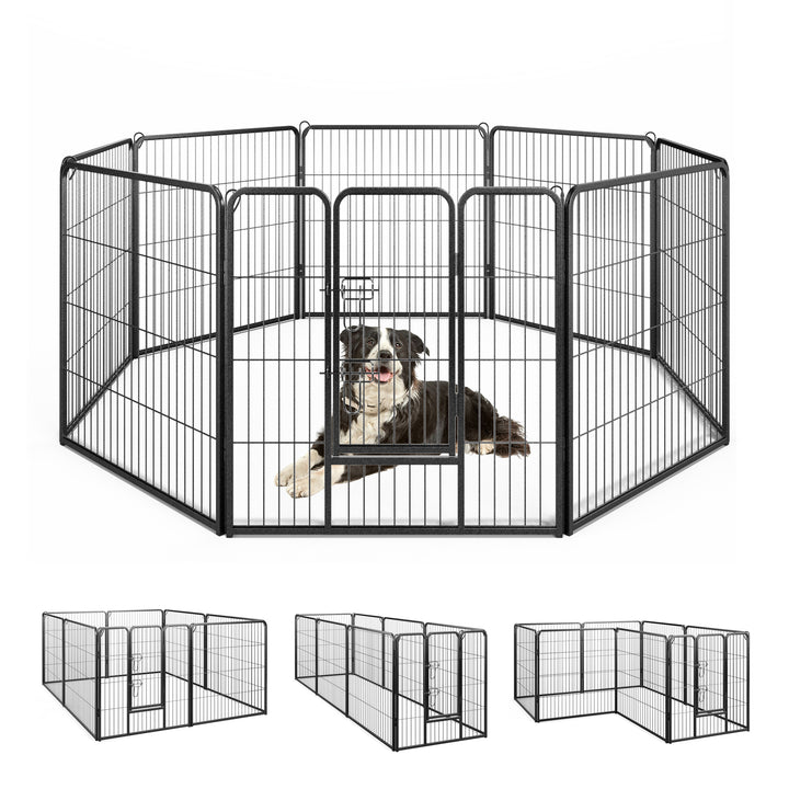 8 Panel 60cm/80cm Height Pen Fence with Lock and Large Door