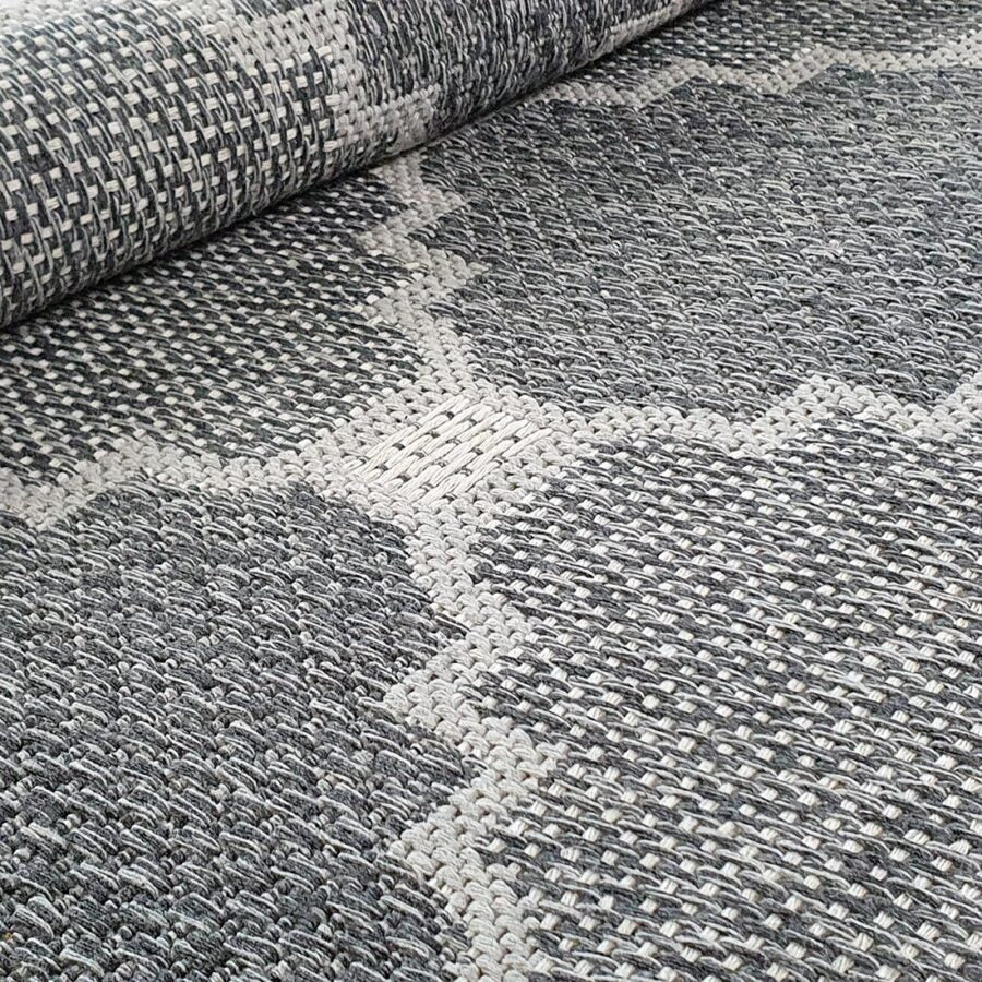 Cotton Rug Runner Trellis Grey