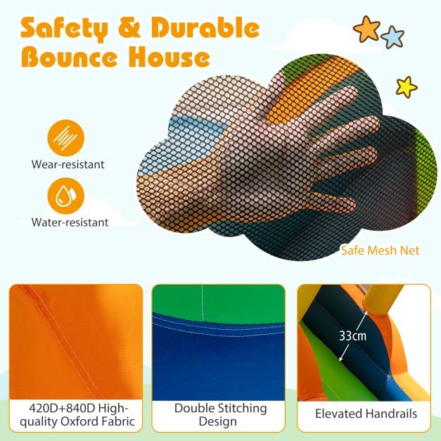 8-in-1 Inflatable Bounce House Water Park with Slide for Kids 3-12 Without Blower