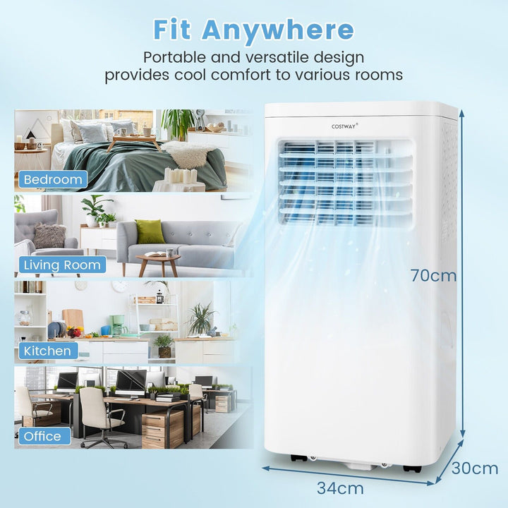 9000 BTU 4-in-1 Portable Air Conditioner with Built-in Dehumidifier and Smart Sleep Mode-WHite