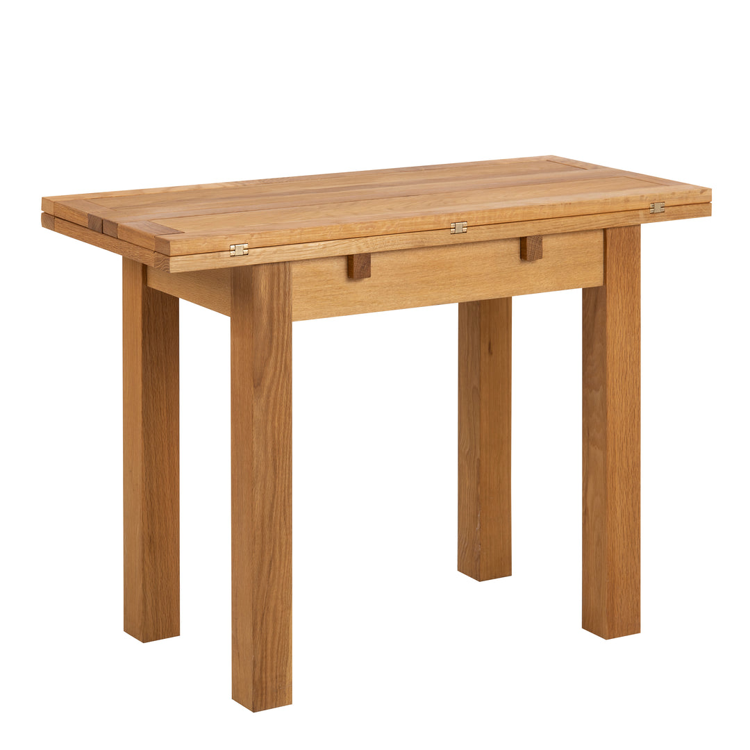Kenley Extending Dining Table in Oak 45-90cm Included 4 Riano Dining Chairs in Black
