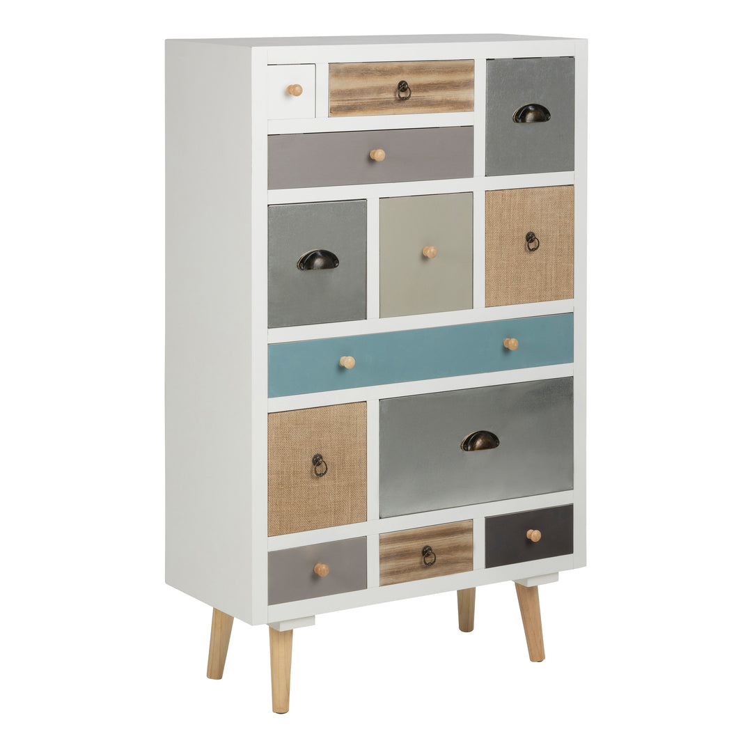 Thais White Shabby Chic Multi Coloured 13 Drawer Chest - TidySpaces