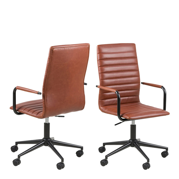 Winslow Swivel Desk Chair With Adjustable Height Function in Vintage Brandy - TidySpaces