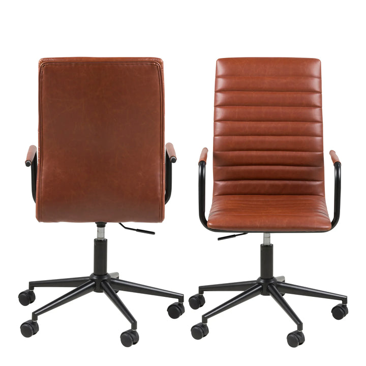 Winslow Swivel Desk Chair With Adjustable Height Function in Vintage Brandy - TidySpaces