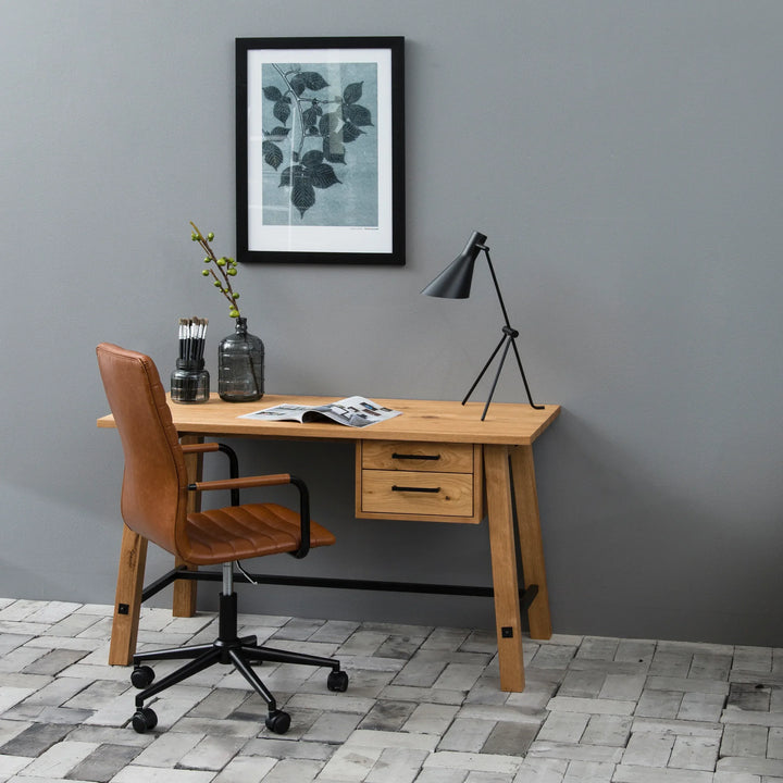 Winslow Swivel Desk Chair With Adjustable Height Function in Vintage Brandy - TidySpaces