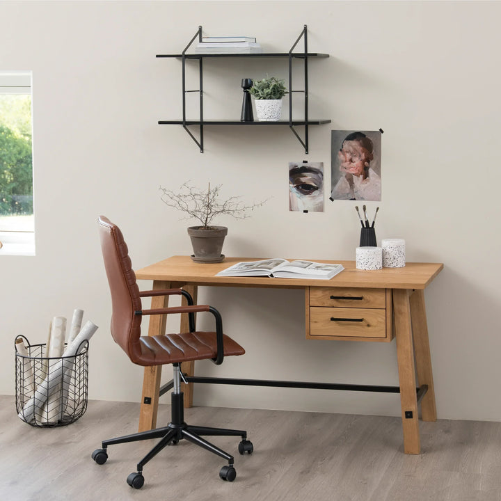 Winslow Swivel Desk Chair With Adjustable Height Function in Vintage Brandy - TidySpaces