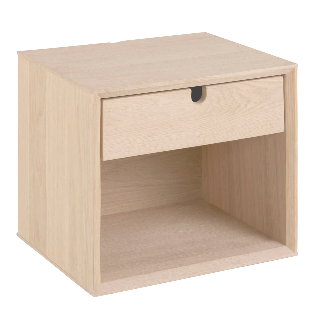 Century 1 Drawer Wall Mounted Bedside Table in White Oak