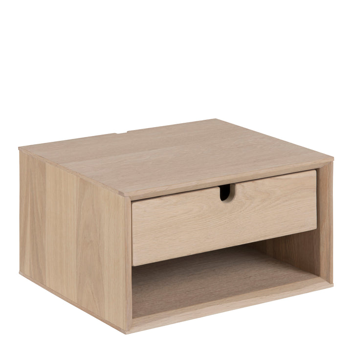 Century 1 Drawer Wall Mounted Bedside Table in Oak