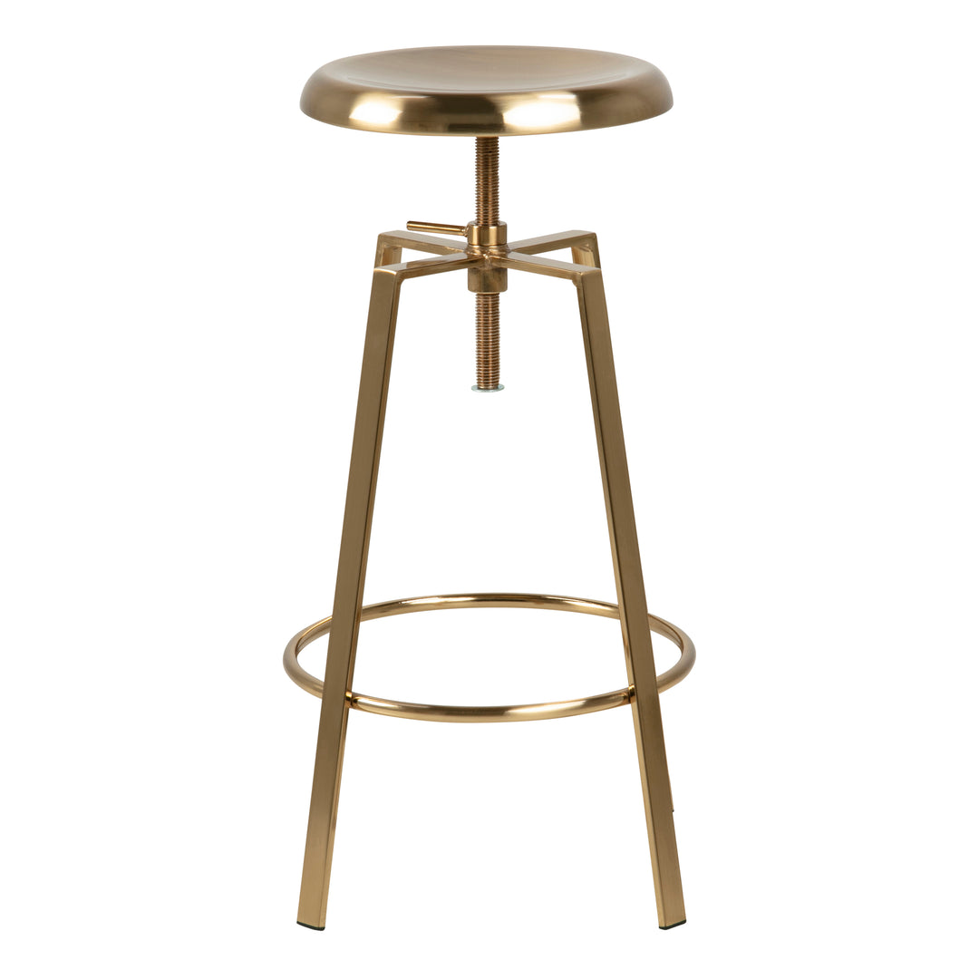 Goose Bar Stool Without Back in Gold Brushed Steel With Adjustable Height