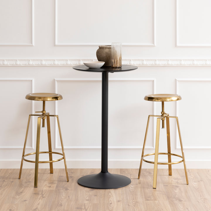 Goose Bar Stool Without Back in Gold Brushed Steel With Adjustable Height