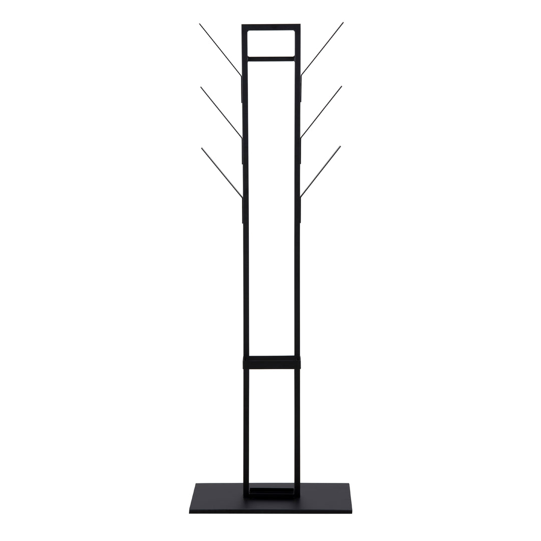 Vinson coat hanger, frame and base matt black powder coated steel, 56x28x165 cm